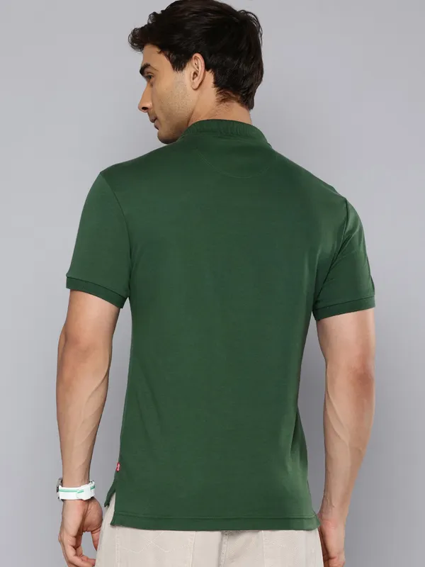 LEVIS plain green cotton slim fit t-shirt