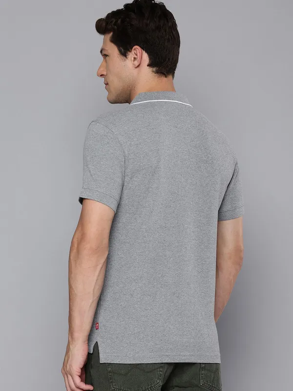 LEVIS plain grey cotton t-shirt with polo neck