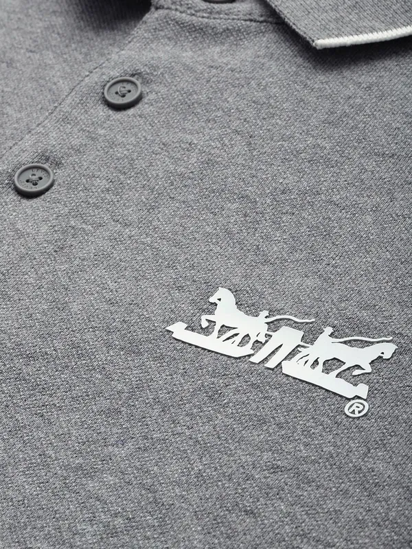 LEVIS plain grey cotton t-shirt with polo neck
