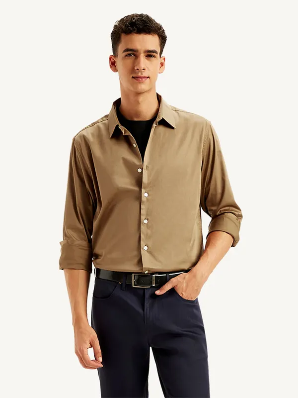 LEVIS plain khakhi cotton shirt for men