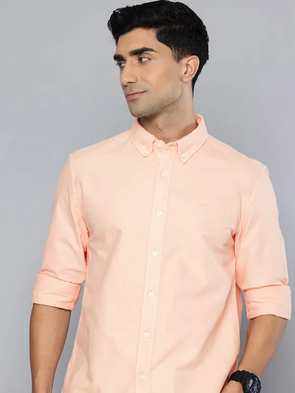 LEVIS plain peach cotton shirt for men