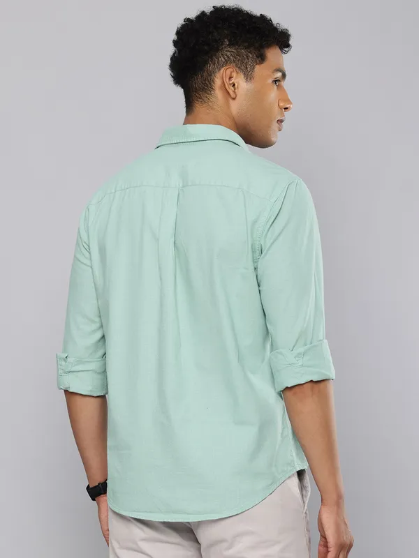 LEVIS plain pista green cotton shirt