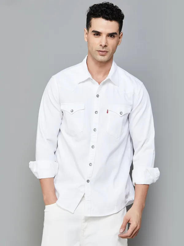 LEVIS plain white casual cotton shirt