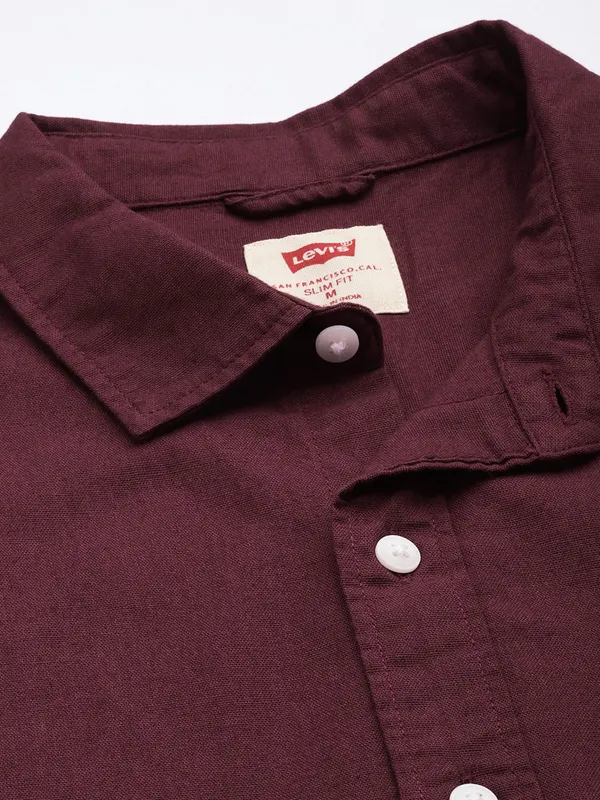 LEVIS plain wine cotton shirt