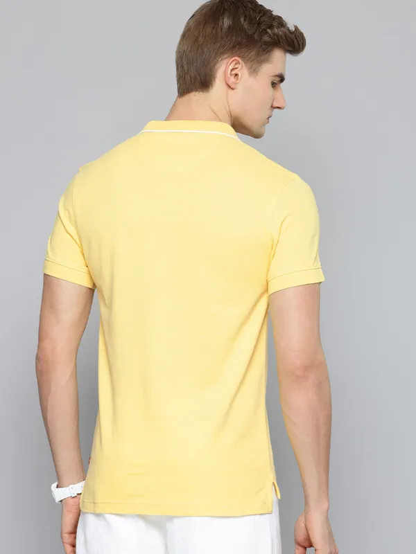 LEVIS plain yellow cotton slim fit t-shirt