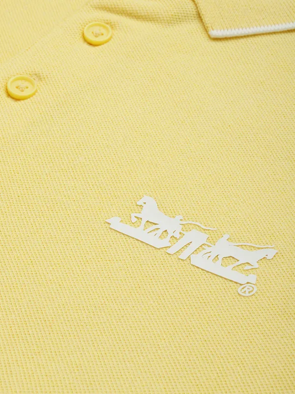 LEVIS plain yellow cotton slim fit t-shirt