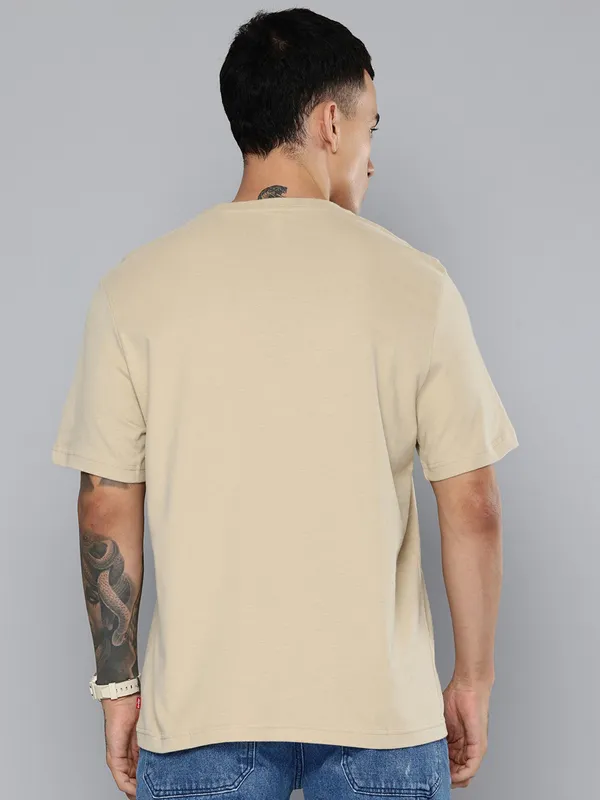 LEVIS printed beige cotton slim fit t-shirt