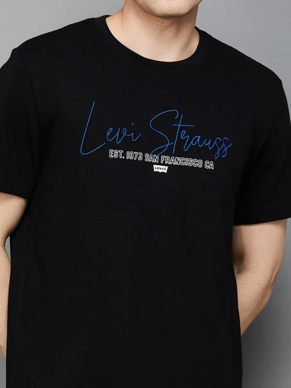 LEVIS printed black cotton slim fit mens t-shirt