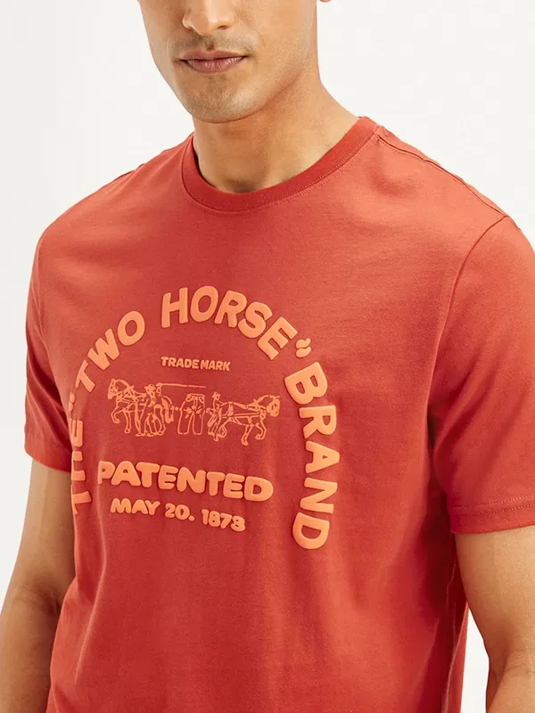 LEVIS printed bright red cotton t-shirt for men