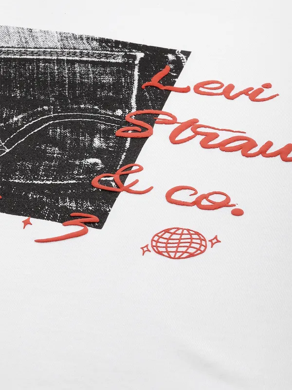 Levis printed cotton white t shirt
