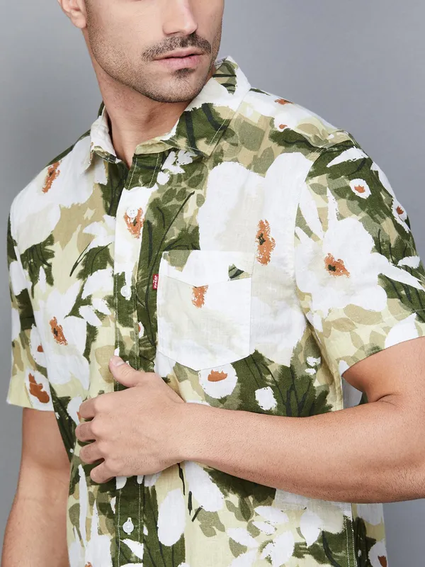 LEVIS printed green cotton shirt