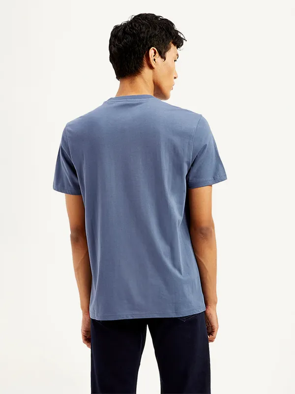 LEVIS printed powder blue cotton slim fit t-shirt