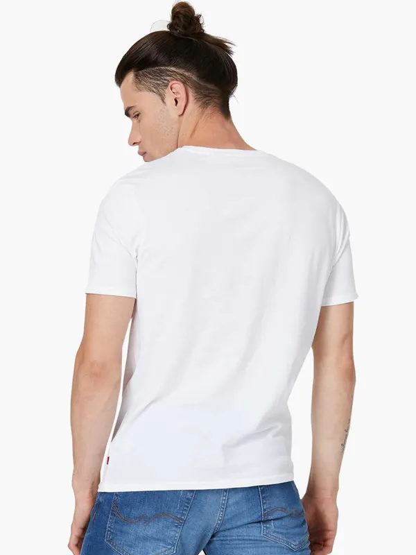 Levis printed white cotton slim fit mens t-shirt