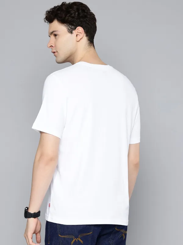 LEVIS printed white cotton slim fit t-shirt
