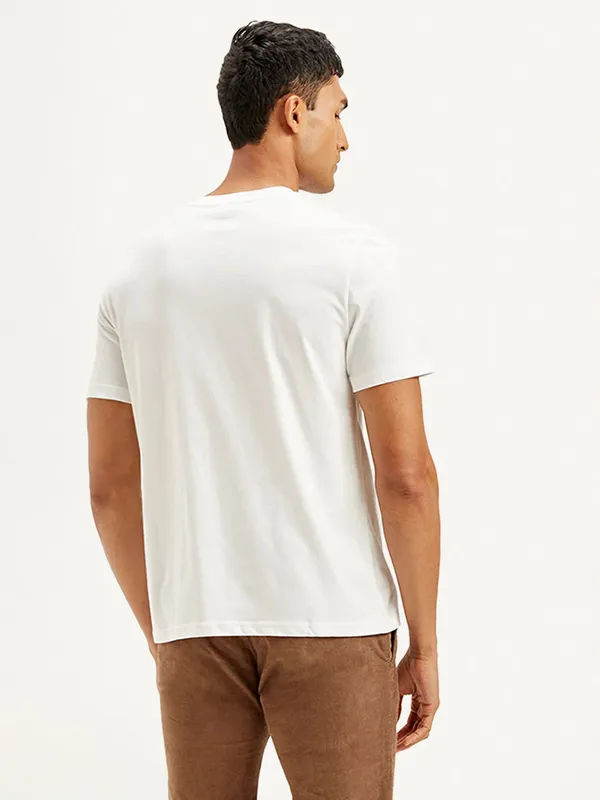 LEVIS printed white cotton slim fit t-shirt for men