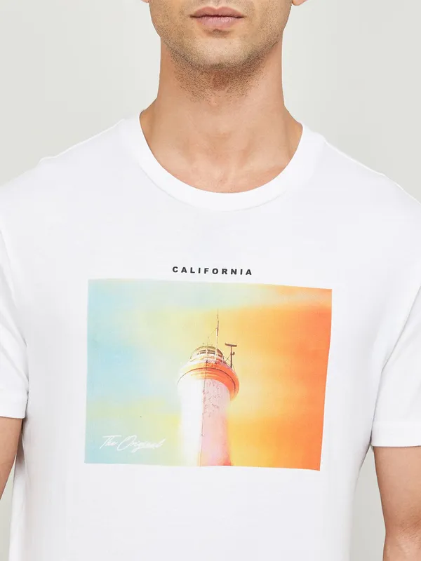 Levis printed white cotton t shirt