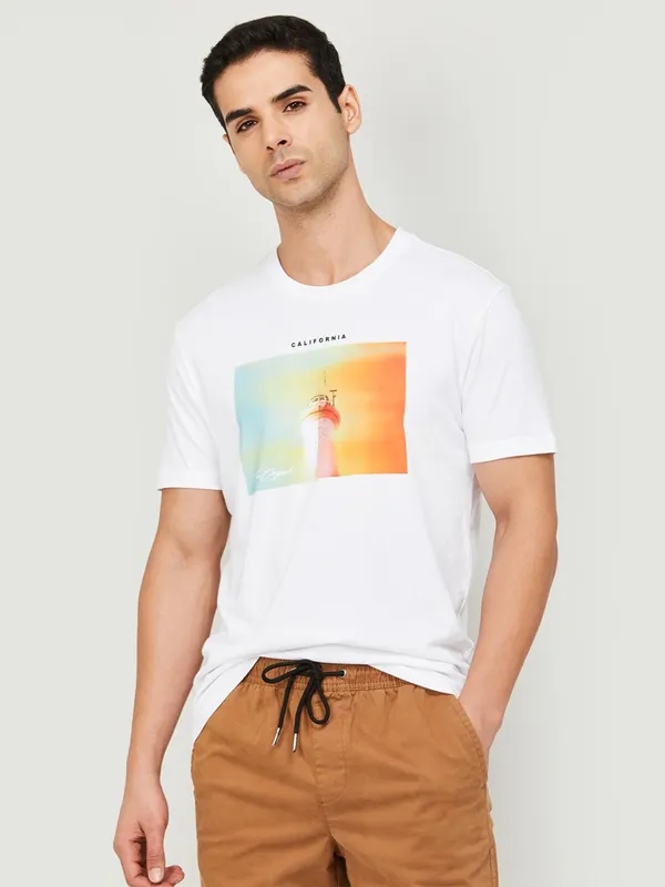 Levis printed white cotton t shirt