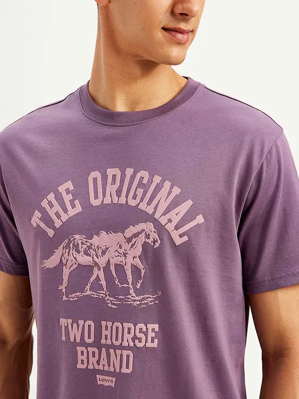 LEVIS purple printed cotton slim fit t-shirt