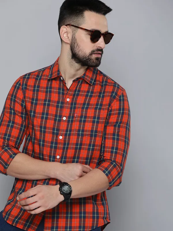 Levis red cotton checks shirt