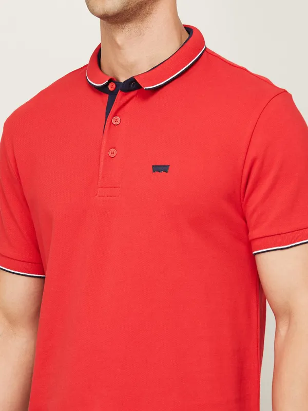 Levis red cotton polo plain t shirt