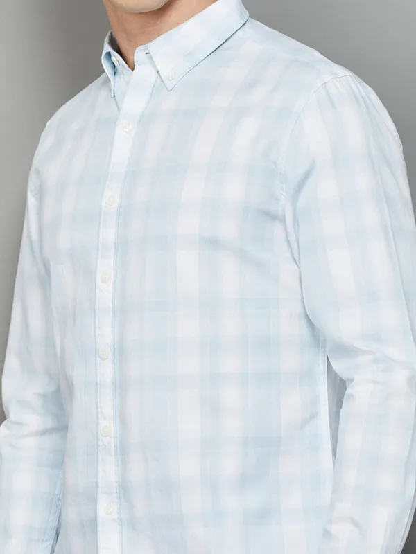 LEVIS sky blue checks cotton casual shirt