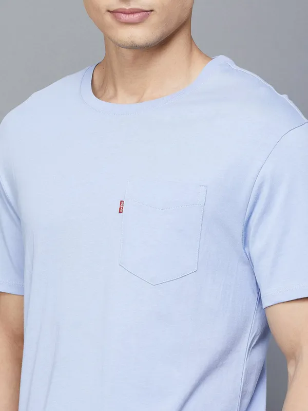 Levis sky blue plain cotton t-shirt