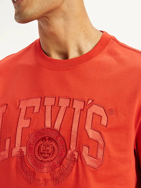 LEVIS slim fit red cotton t-shirt for men