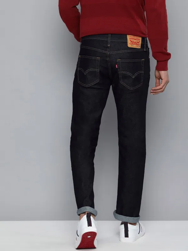 LEVIS slim tapper solid dark blue denim jeans