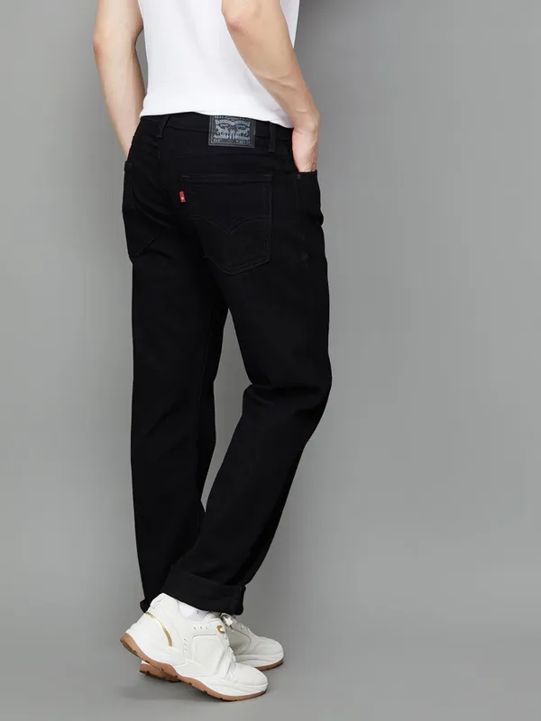 LEVIS solid black regular fit jeans for men