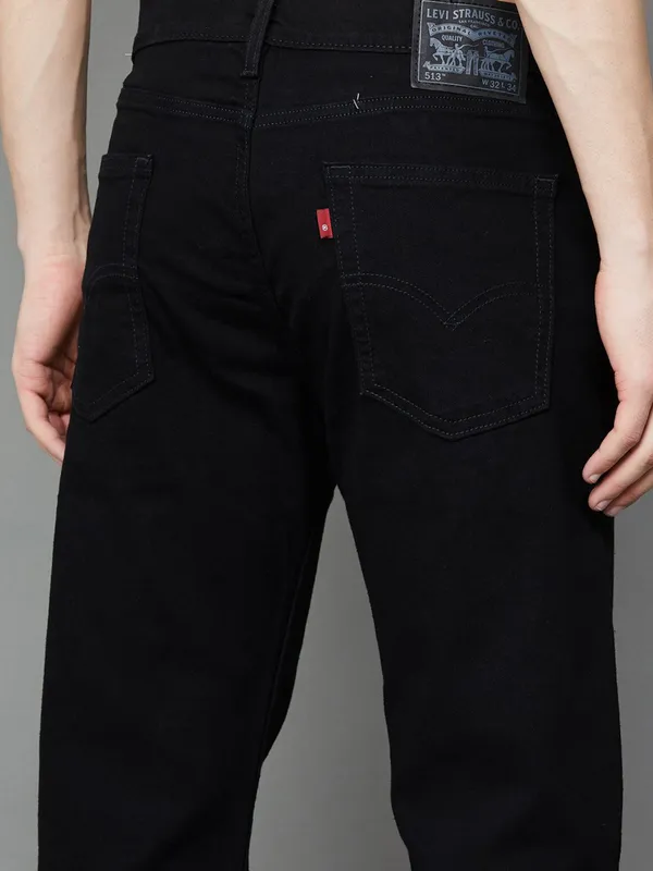 LEVIS solid black regular fit jeans for men
