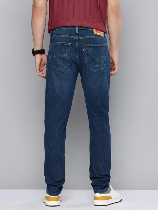 LEVIS solid blue 512 slim taper fit denim jeans for men