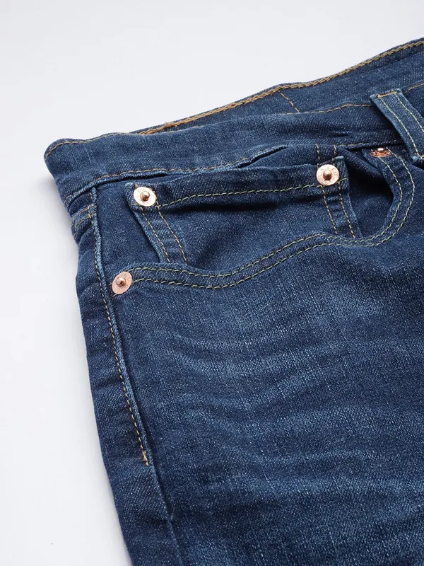 LEVIS solid blue 512 slim taper fit denim jeans for men