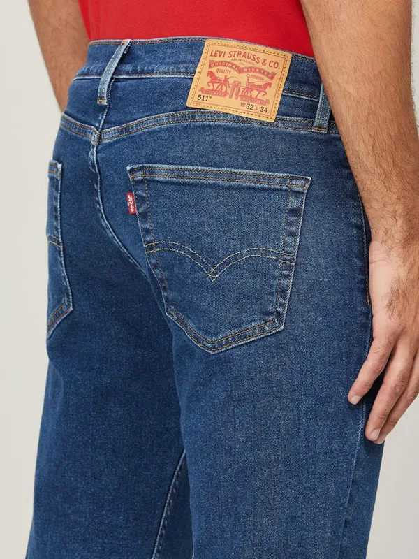 LEVIS solid blue slim fit denim for men