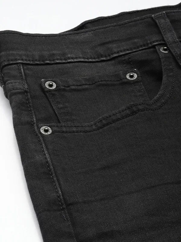 LEVIS solid charcoal black slim taper denim