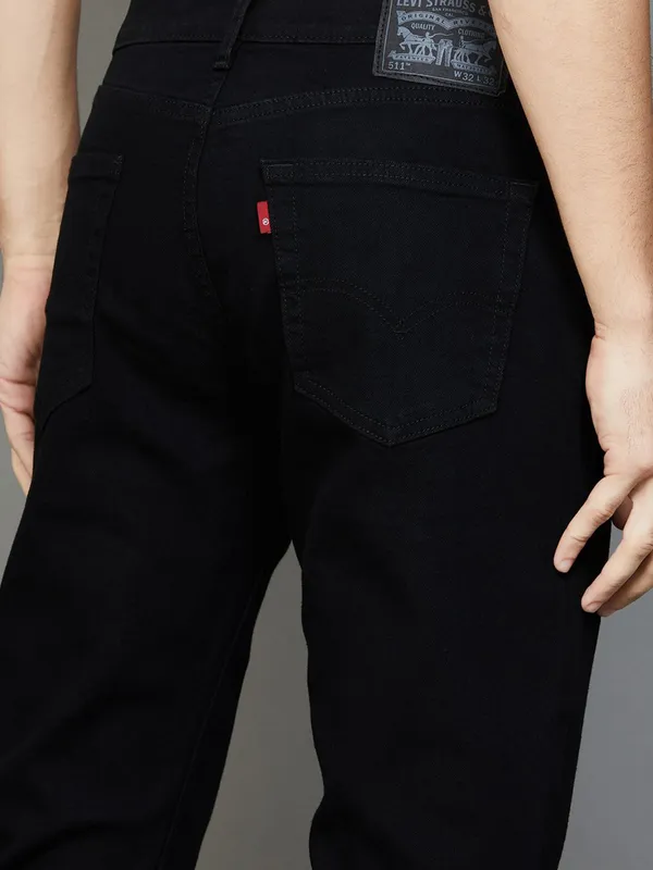 LEVIS solid dark black slim fit denim