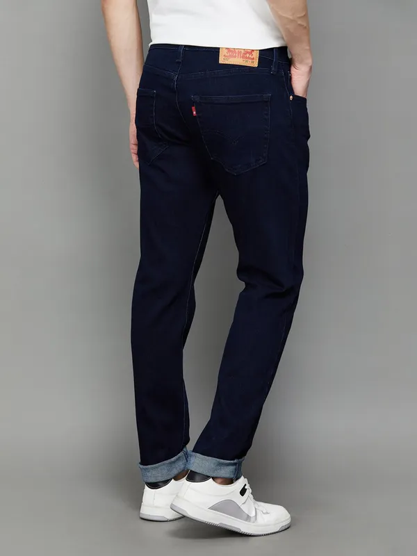 LEVIS solid dark navy slim taper fit jeans for men