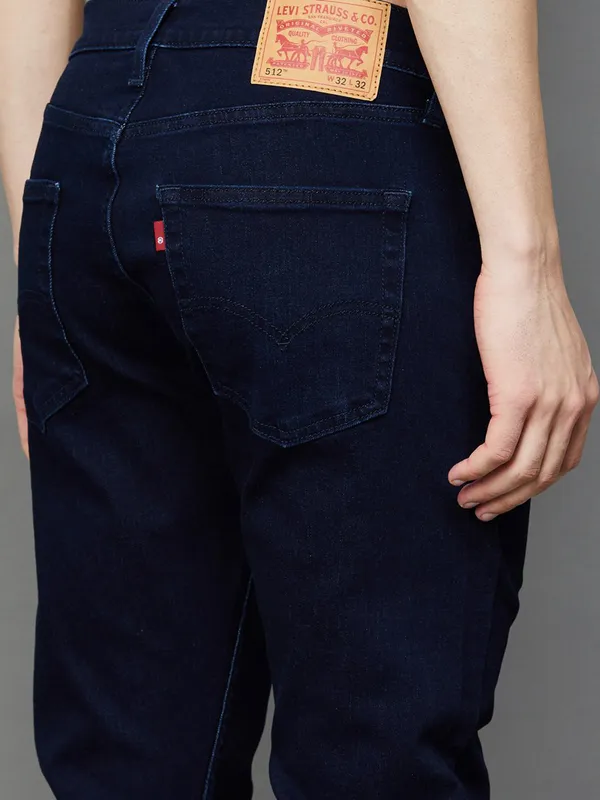 LEVIS solid dark navy slim taper fit jeans for men