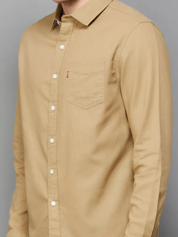 LEVIS solid khaki mens casual wear shirt