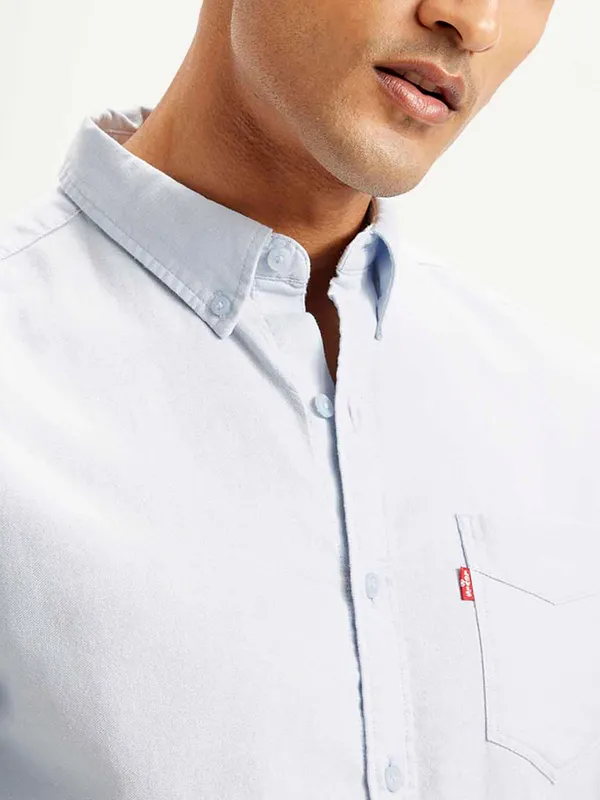 LEVIS solid light blue denim shirt for men