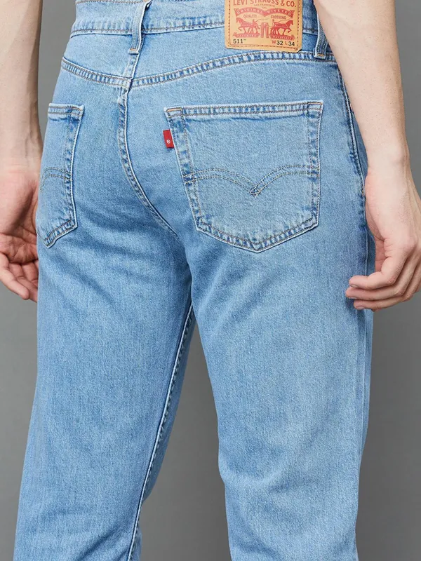 LEVIS solid light blue slim fit denim jeans