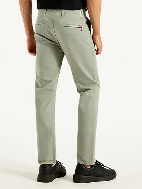 LEVIS solid light olive cotton trouser for men