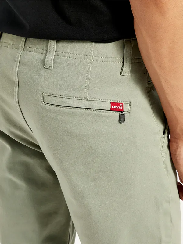 LEVIS solid light olive cotton trouser for men