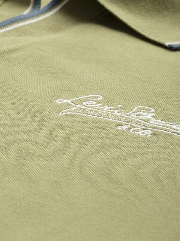LEVIS solid mahendi green slim fit mens polo t-shirt