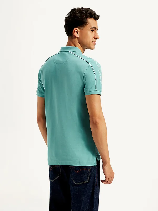 LEVIS solid mint blue slim fit polo t-shirt