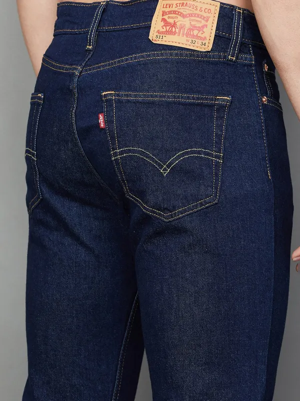 LEVIS solid navy slim fit denim jeans for men