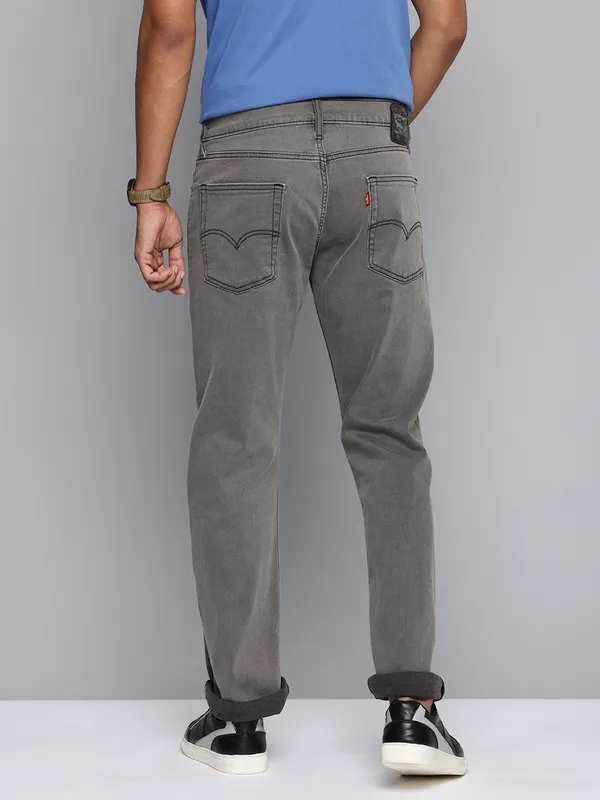 LEVIS solid stone grey 513 straight fit denim jeans