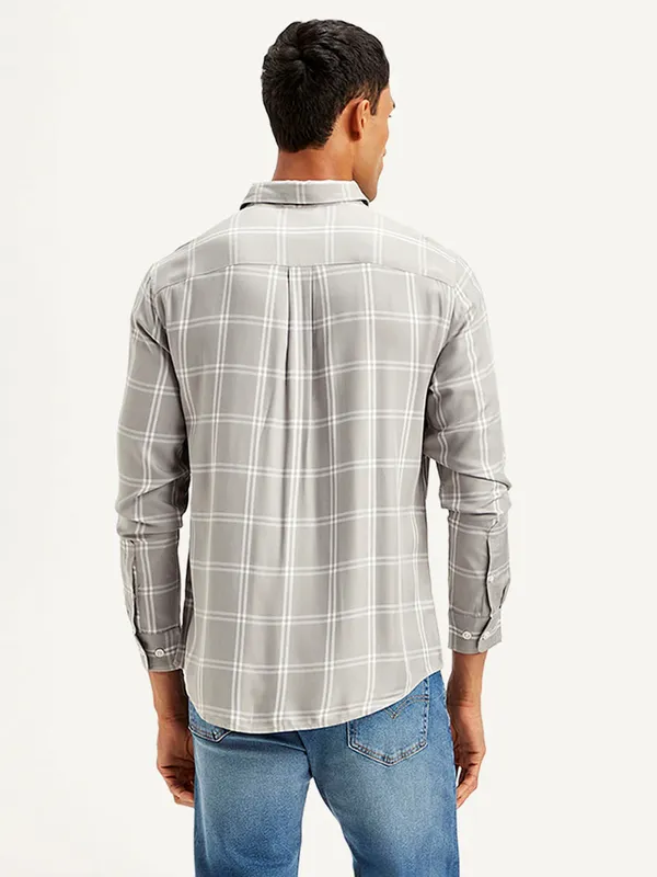 LEVIS stone grey slim fit flannel shirt