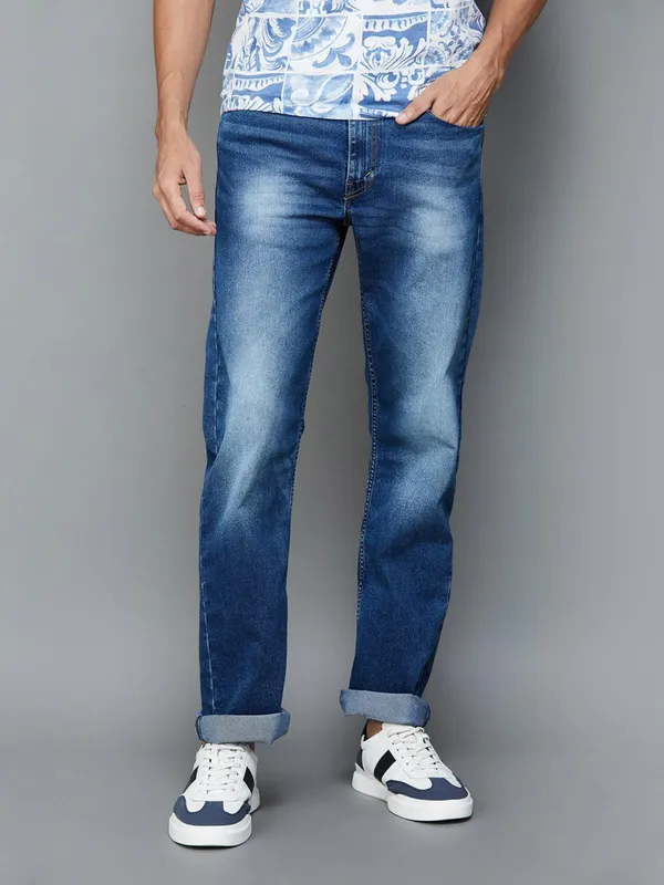 LEVIS straight fit blue denim washed jeans