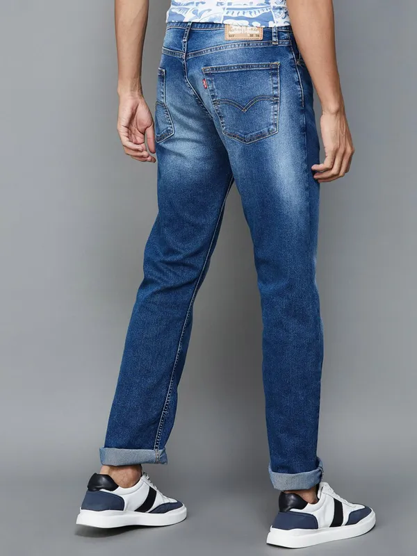 LEVIS straight fit blue denim washed jeans