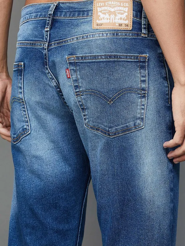 LEVIS straight fit blue denim washed jeans